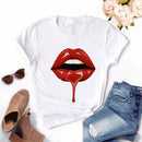 Fashion Women's Casual Sequins Red Lip T-Shirt Short Sleeve T-Shirts 2020 Vintage Creativity zipper Lips T-Shirt,drop ship