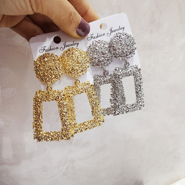 2020 Vintage Geometric Earrings for Women Statement Earring  Jewelry Carved Metal Gold Color Earing Fashion Jewelry Trendy Gift