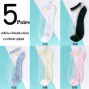 5Pairs/Lot Women Socks for summer Ultra-thin Transparent Cass Glass fiber Silk Socks Fashion daisy Flower Japan Ankle Socks