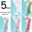5Pairs/Lot Women Socks for summer Ultra-thin Transparent Cass Glass fiber Silk Socks Fashion daisy Flower Japan Ankle Socks