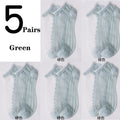 5Pairs/Lot Women Socks for summer Ultra-thin Transparent Cass Glass fiber Silk Socks Fashion daisy Flower Japan Ankle Socks