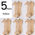 5Pairs/Lot Women Socks for summer Ultra-thin Transparent Cass Glass fiber Silk Socks Fashion daisy Flower Japan Ankle Socks