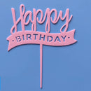 Happy Birthday Love Flag Cake Topper Acrylic Letter Gold Silver Cake Top Flag Decoration for Birthday Party Wedding Supplies