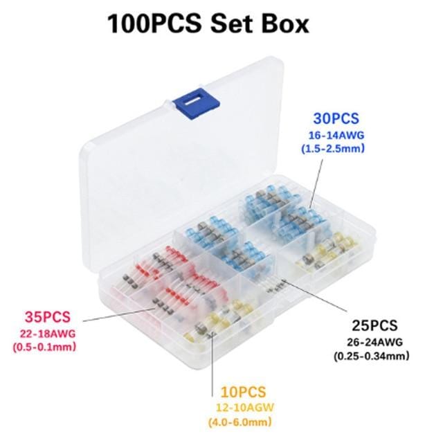 50/100/250PCS Mixed Heat Shrink Connect Terminals Waterproof Solder Sleeve Tube Electrical Wire Insulated Butt Connectors Kit