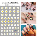 HZ Korea 2019 Summer Sweet Cute Colorful Flower Nail Sticker Waterproof Design Nail Decals For Women Girls Party Accessories