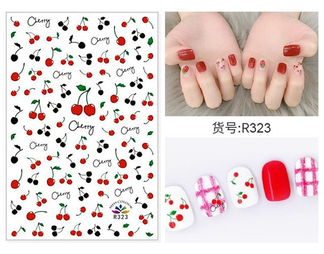 HZ Korea 2019 Summer Sweet Cute Colorful Flower Nail Sticker Waterproof Design Nail Decals For Women Girls Party Accessories