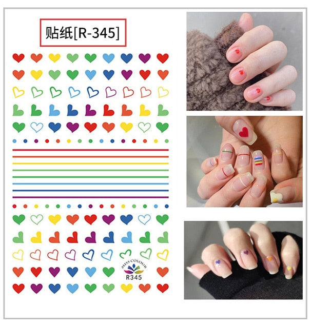 HZ Korea 2019 Summer Sweet Cute Colorful Flower Nail Sticker Waterproof Design Nail Decals For Women Girls Party Accessories