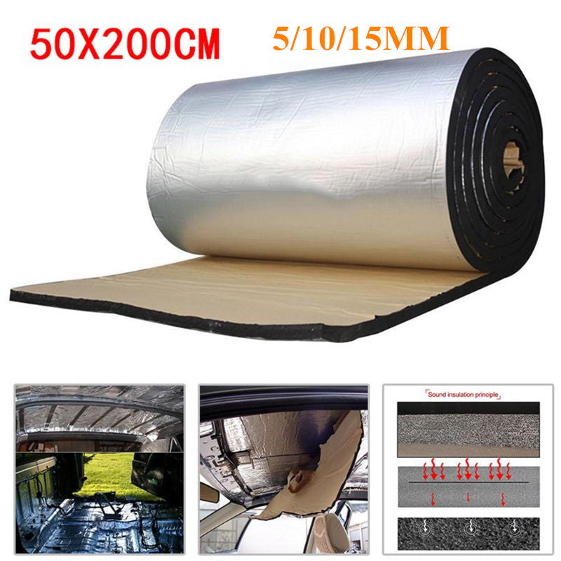 50x200cm 5/10/15mm Car Sound Deadener Mat Noise Bonnet Insulation Deadening for Hood Engine Sticker