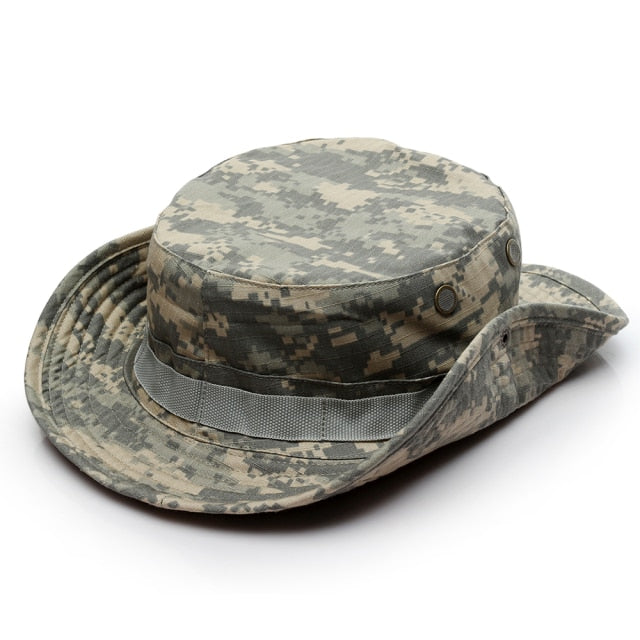 Camouflage Tactical Cap Military Boonie Hat US Army Caps Camo Men Outdoor Sports Sun Bucket Cap Fishing Hiking Hunting Hats 59CM