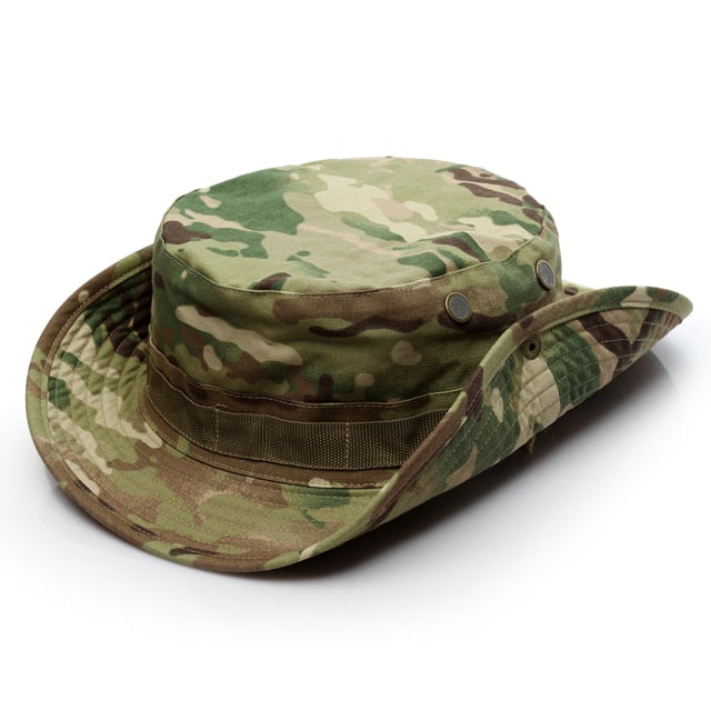 Camouflage Tactical Cap Military Boonie Hat US Army Caps Camo Men Outdoor Sports Sun Bucket Cap Fishing Hiking Hunting Hats 59CM