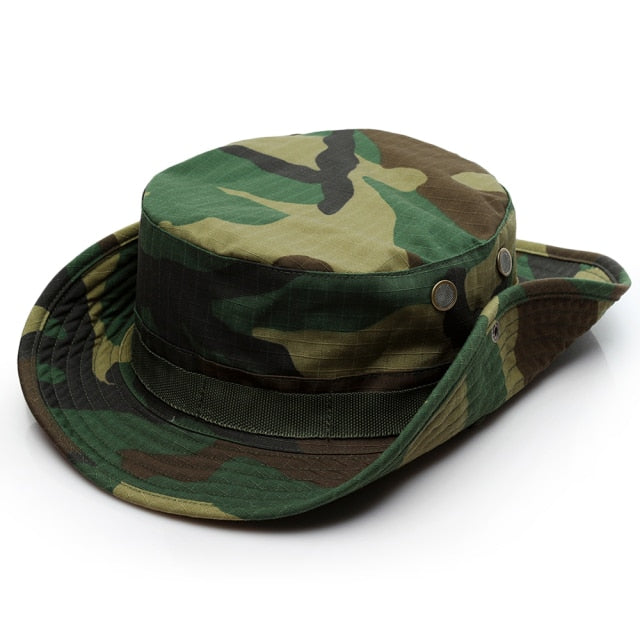 Camouflage Tactical Cap Military Boonie Hat US Army Caps Camo Men Outdoor Sports Sun Bucket Cap Fishing Hiking Hunting Hats 59CM