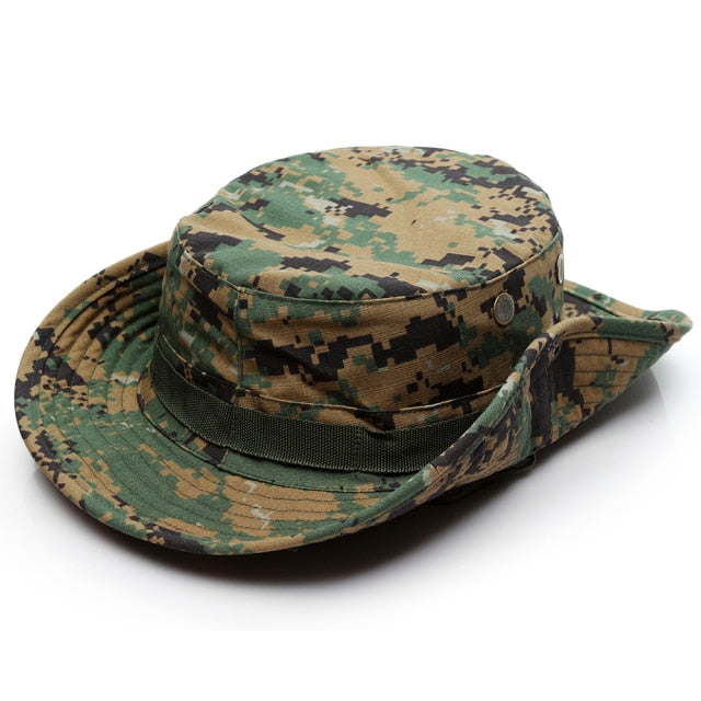 Camouflage Tactical Cap Military Boonie Hat US Army Caps Camo Men Outdoor Sports Sun Bucket Cap Fishing Hiking Hunting Hats 59CM