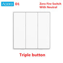 Aqara Smart Wall Switch D1 Zigbee Wireless Remote Control Key Light Switch Neutral Fire Wire Triple button For Mijia smart home
