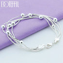 DOTEFFIL 925 Sterling Silver Five Snake Chain Bracelet Smooth Bead Silver Bracelet Fashion Women Wedding Engagement Jewelry