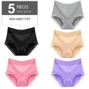 LANGSHA 5Pcs Women Panties Lady Cotton Underwear Girls Breathable Seamless High Waist Briefs Women Cute Sexy Lingerie Intimates
