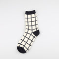 1 Pair Japanese Lattice & Vertical Stripes Harajuku Women/Men Fashion Causal Socks Autumn Winter Classic Black&White Socks