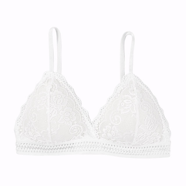 1/2PCS Women Bralette French Style Lace Bra Girls Triangle Cup Lingerie Deep V Wireless Underwear Soft Thin Seamless Bra