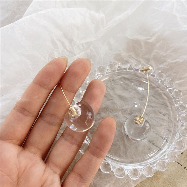 AOMU 2020 New Japan Korean Cherry Fruit Shaped Drop Earrings For Women Sweet Girls Cute Brincos Line Pendientes Jewelry Gifts