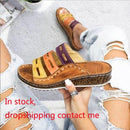 Women Slippers Mixed Color Shoes Hollow Wedges Platform Flat Sole Beach Mules Ladies Slides Party Sandals Zapatos Mujer