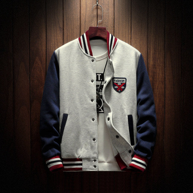 2020 New Arrival Letter Rib Sleeve Cotton Embroidery Logo Single Breasted Casual Bomber Baseball Jacket Loose Cardigan Coat
