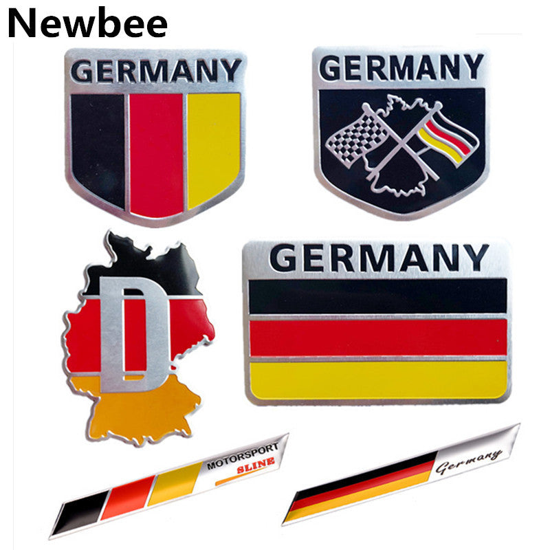 Newbee Metal 3D Germany German Flag Badge Emblem Deutsch Car Sticker Decal Grille Bumper Window Body Decoration for Benz VW Audi