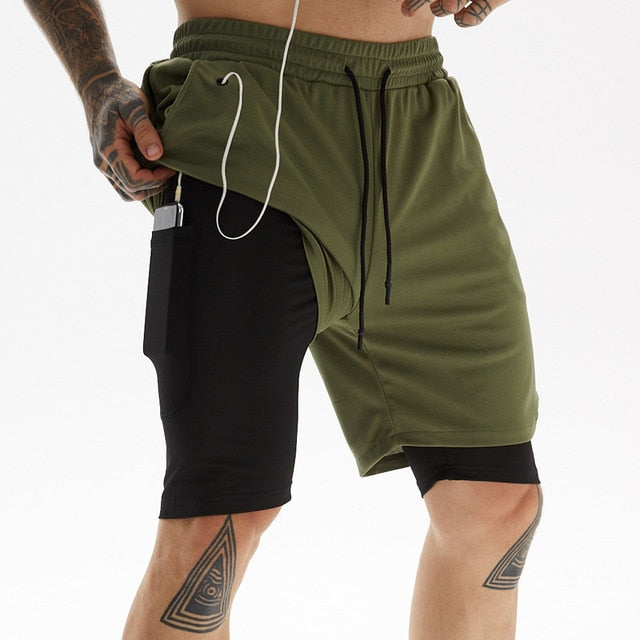 2020 Running Shorts Men Fitness Gym Training Sports Shorts Quick Dry Workout Gym Sport Jogging Double Deck Summer Men Shorts
