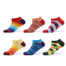 SANZETTI 6-12 Pairs/Lot Men's Ankle Socks Casual Novelty Colorful Summer Happy Combed Cotton Short Socks Plaid Dress Boat Socks