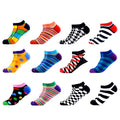 SANZETTI 6-12 Pairs/Lot Men's Ankle Socks Casual Novelty Colorful Summer Happy Combed Cotton Short Socks Plaid Dress Boat Socks