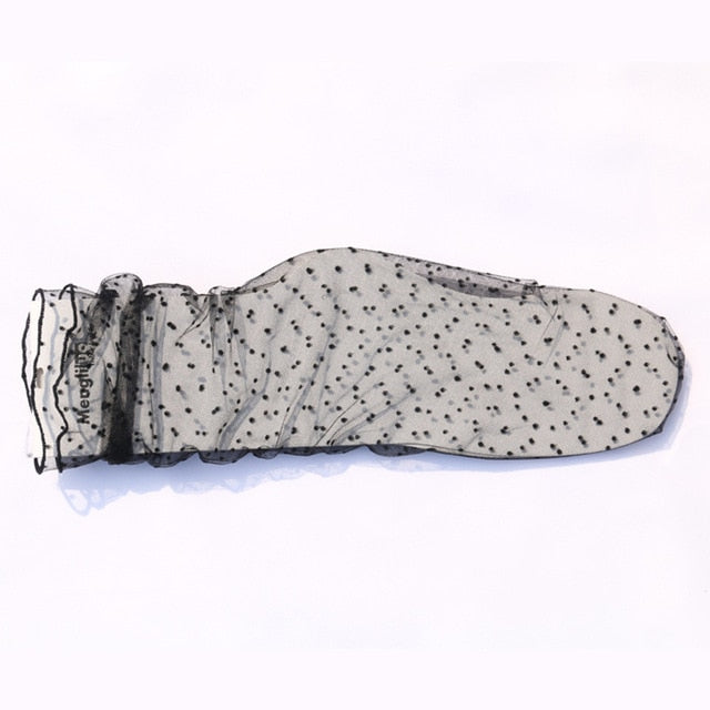 1pair Sexy Dot Lace Socks Women Transparent Mesh Ankle Socks Ladies Ultra-Thin Princess Tulle Socks Female Meias