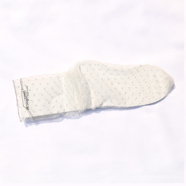1pair Sexy Dot Lace Socks Women Transparent Mesh Ankle Socks Ladies Ultra-Thin Princess Tulle Socks Female Meias