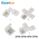 5pcs 2PIN 3PIN 4PIN 5PIN Free Soldering LED Connector 10mm L / T / X Shape Corner connector for LED Strip Light RGB RGBW RGBWW