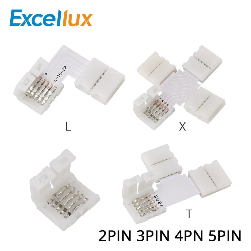 5pcs 2PIN 3PIN 4PIN 5PIN Free Soldering LED Connector 10mm L / T / X Shape Corner connector for LED Strip Light RGB RGBW RGBWW