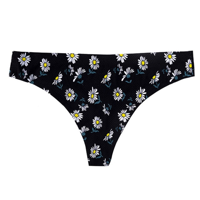 TERMEZY Women Sexy Flowers Lingerie Temptation Low-waist Panties Thong No trace Breathable Underwear Female G String Intimates