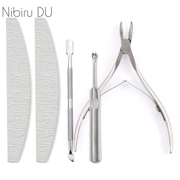 Nail Art Exfoliating Tools Set Nail File Cuticle Nipper Tool Spoon Pusher Remover Cutter Clipper Trimmer Scissors Manicure Tool