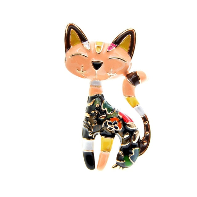 CINDY XIANG New Arrival Cute Enamel Paint Cat Brooch Unisex Women And Men Brooch Pin Animal Design Fashion Jewelry 2 Colors