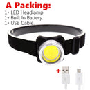 Drop Shipping USB Rechargeable Headlamp Mini Portable Headlight torch Head lamp flashlight Have battery Red / white LED headlamp