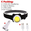 Drop Shipping USB Rechargeable Headlamp Mini Portable Headlight torch Head lamp flashlight Have battery Red / white LED headlamp