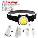 Drop Shipping USB Rechargeable Headlamp Mini Portable Headlight torch Head lamp flashlight Have battery Red / white LED headlamp