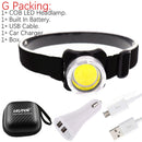 Drop Shipping USB Rechargeable Headlamp Mini Portable Headlight torch Head lamp flashlight Have battery Red / white LED headlamp