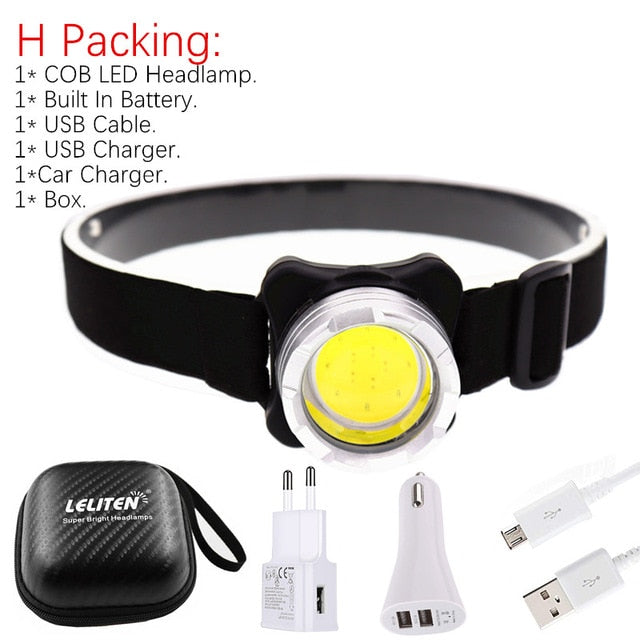 Drop Shipping USB Rechargeable Headlamp Mini Portable Headlight torch Head lamp flashlight Have battery Red / white LED headlamp