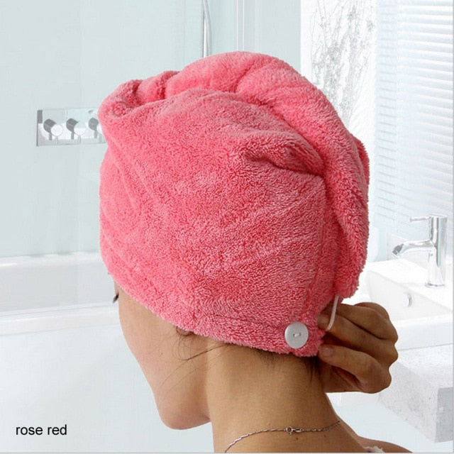 23*60cm 1 Pc Quick Dry Towels Microfiber Fabric Dry Hair Hat Shower Cap Lady Turban  Bath Towel Absorbent