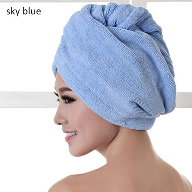 23*60cm 1 Pc Quick Dry Towels Microfiber Fabric Dry Hair Hat Shower Cap Lady Turban  Bath Towel Absorbent