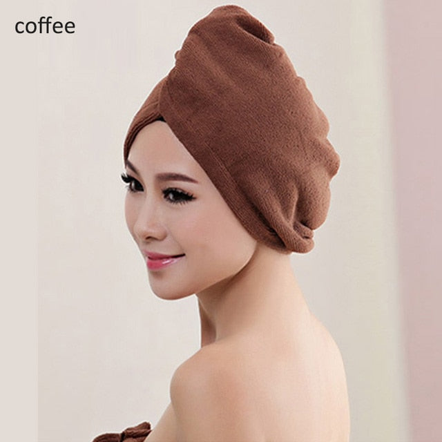 23*60cm 1 Pc Quick Dry Towels Microfiber Fabric Dry Hair Hat Shower Cap Lady Turban  Bath Towel Absorbent
