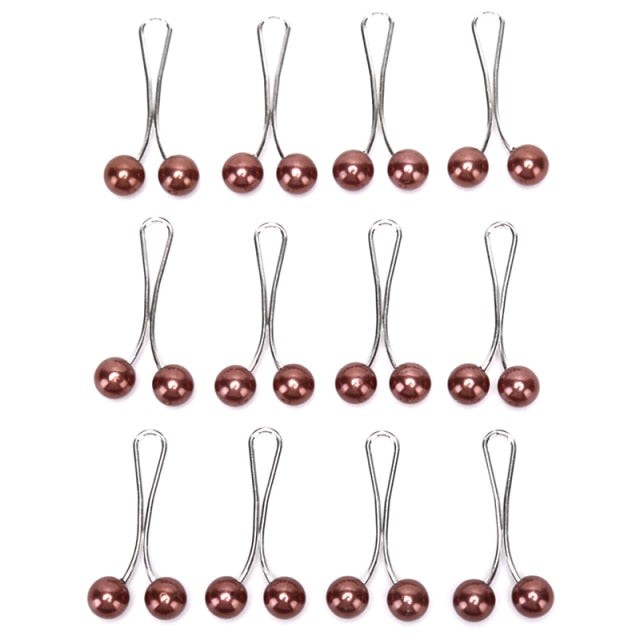 12pcs Pearl Scarf Brooch Pin Headscarf Shawl Scarf Lady Muslim Scarf Hijab Clips Pin Fixed Straps Anti Slip Brooch