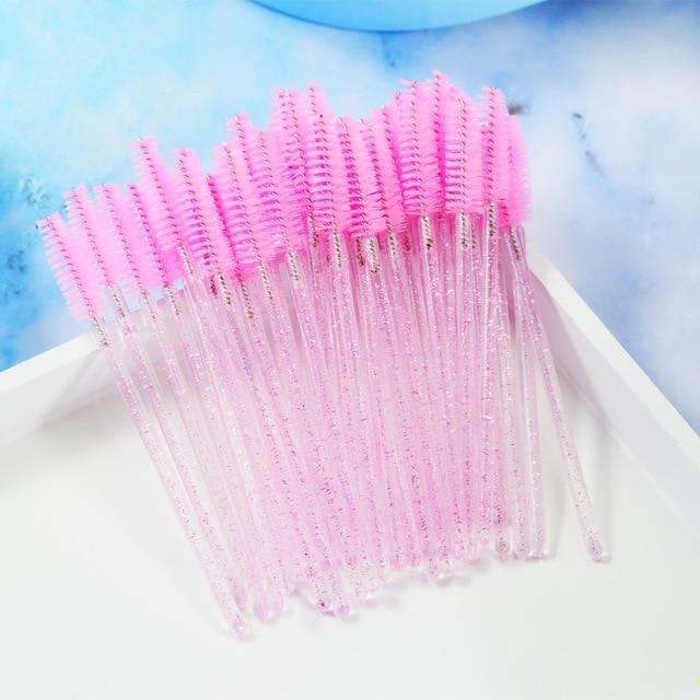 QSTY eyelash brush makeup brushes 50pcs individual disposable mascara applicator comb wand lash makeup brushes tools 6colors
