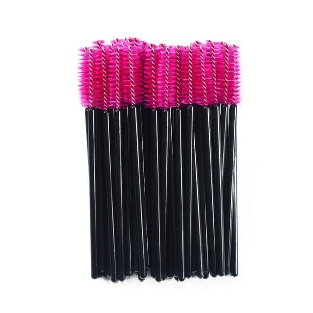 QSTY eyelash brush makeup brushes 50pcs individual disposable mascara applicator comb wand lash makeup brushes tools 6colors