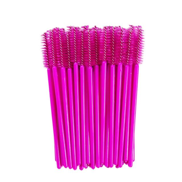 QSTY eyelash brush makeup brushes 50pcs individual disposable mascara applicator comb wand lash makeup brushes tools 6colors