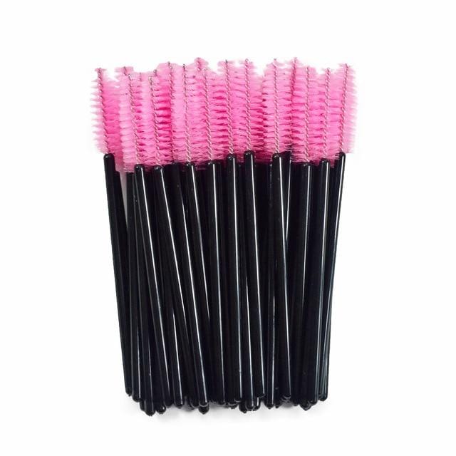 QSTY eyelash brush makeup brushes 50pcs individual disposable mascara applicator comb wand lash makeup brushes tools 6colors