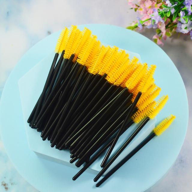 QSTY eyelash brush makeup brushes 50pcs individual disposable mascara applicator comb wand lash makeup brushes tools 6colors