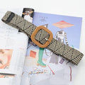 Vintage Boho Braided Waist Belt Summer Solid Female Belt Round Wooden Smooth Buckle Fake Straw Wide Belts For Women Hot Sale